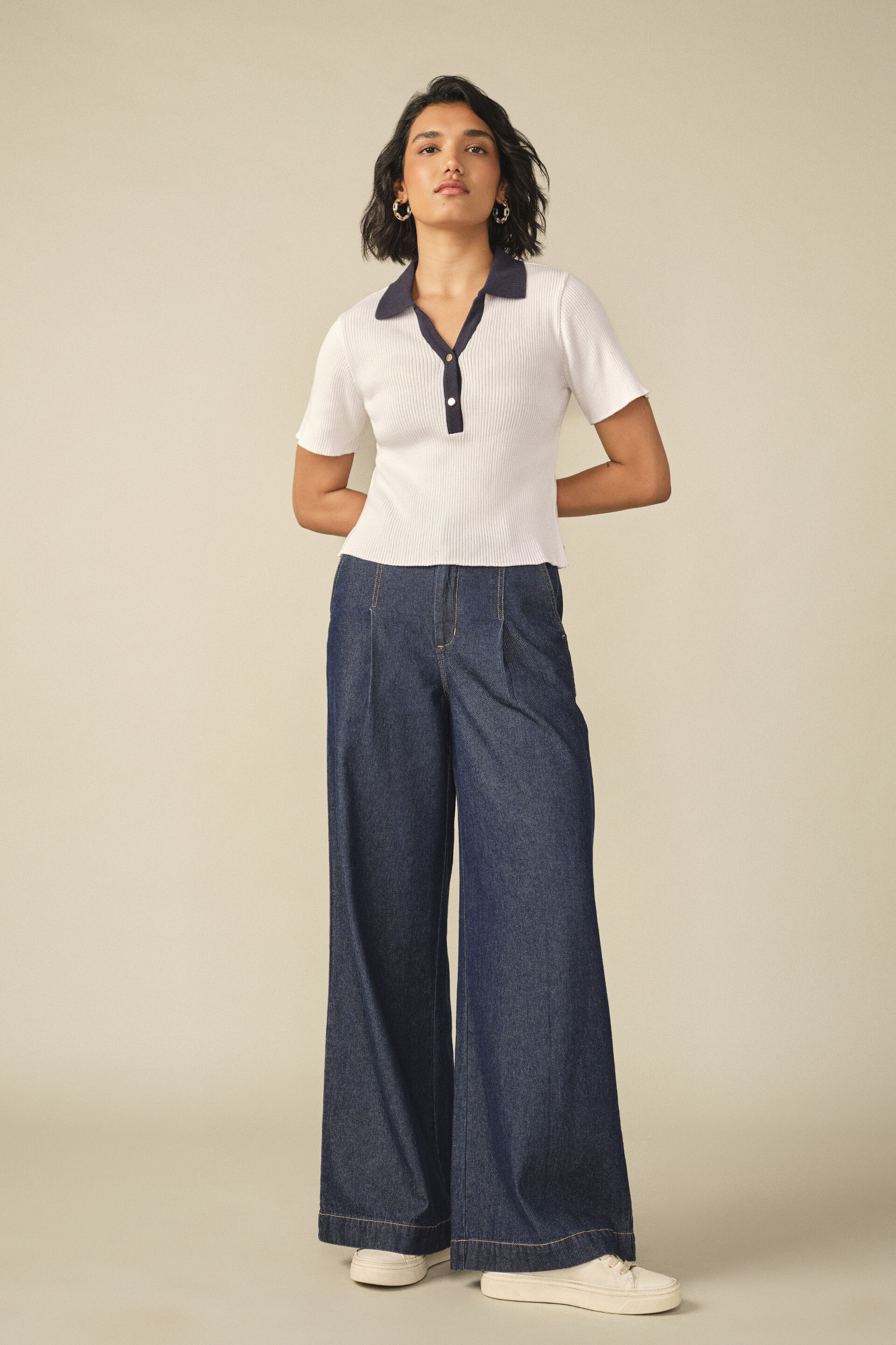 Collared T-shirt in Off White, Off White, image 2